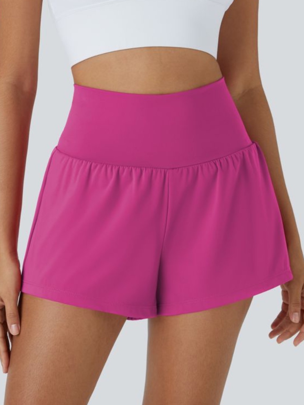 Halara Pink High Waist 2 in 1 Yoga Shorts with Pockets NWT S Long
